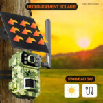 Caméra de chasse 4G, batterie solaire, détection avancée