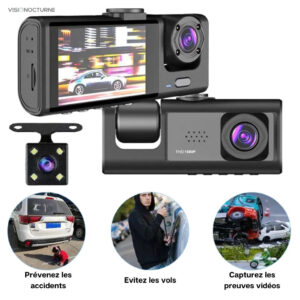 Caméra pour voiture, double lentille, haute définition