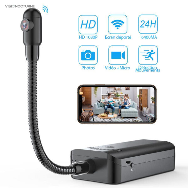 Discrète caméra HD Wifi avec vision nocturne infrarouge