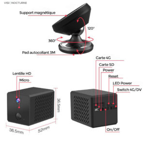Caméra espion infrarouge de petite taille pour surveillance